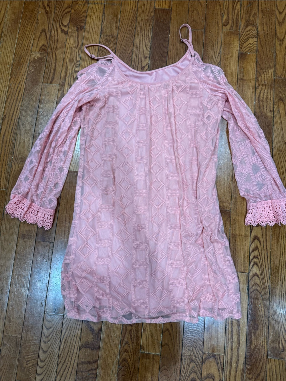Xhilaration Blush Pink Lace Cold-Shoulder Mini Dress - Picture 5 of 8